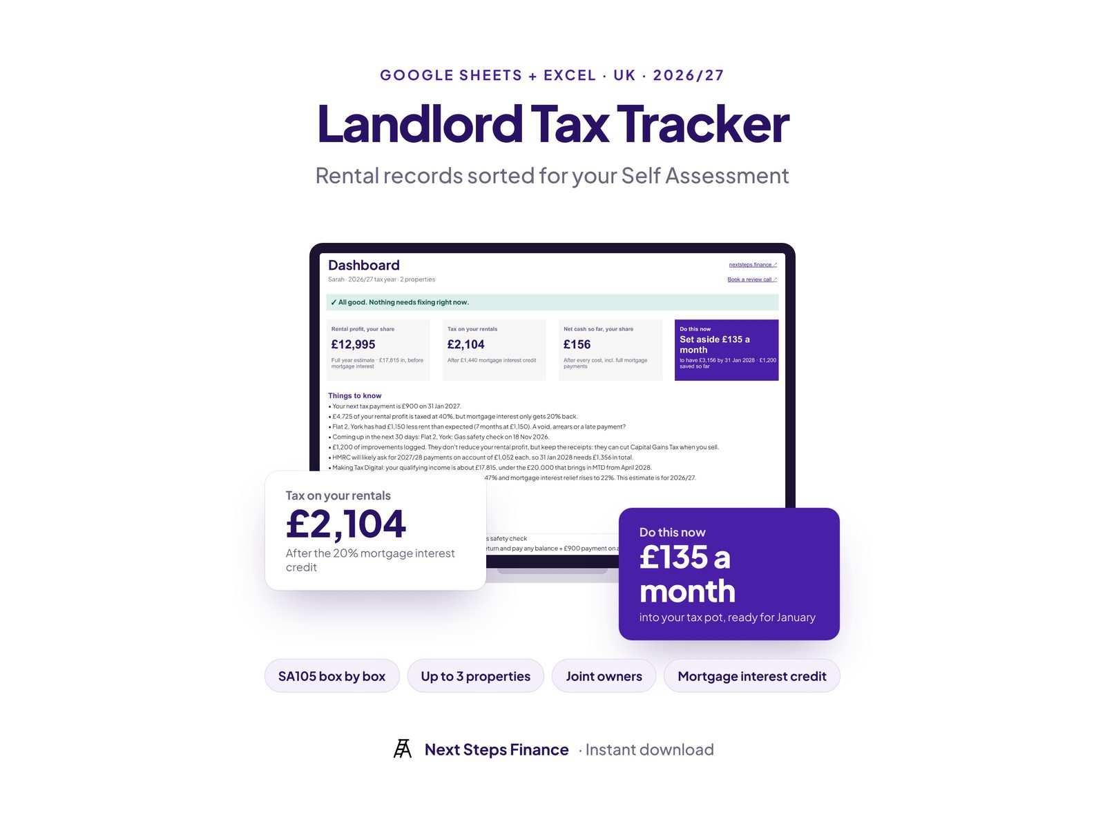 UK Landlord Tax Tracker dashboard
